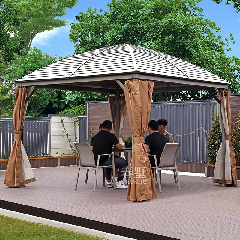 

Outdoor galvanized board pavilion waterproof sunscreen leisure garden outdoor sunshade terrace villa pavilion tent movement