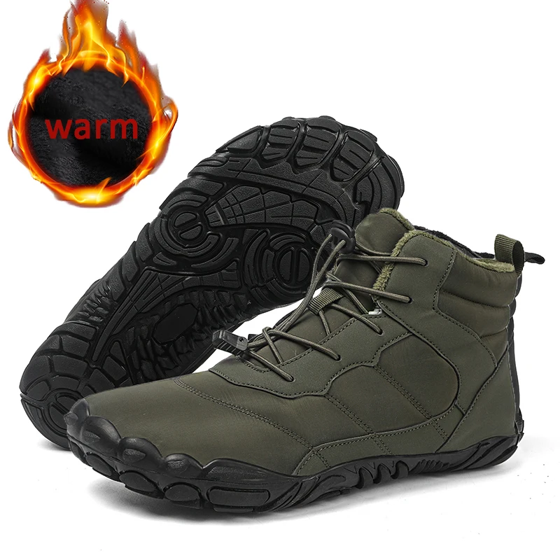 

Waterproof Winter Barefoot Boots Fur Lined Snow Boot Women Men Plush Hiking Boots Winter Sneakers Keep Warm Winter Botines 36-47