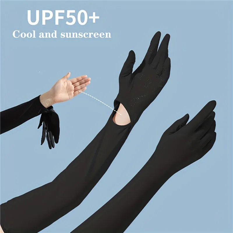

Summer Ice Silk Long Sunscreen Sleeve Gloves Outdoor Cycling Flip Cooling Sleeve Elastic Quick-drying Sweat-absorbent Arm Cover