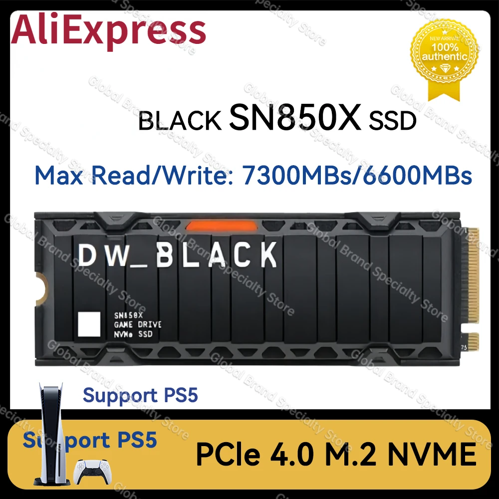 

Original BLACK SN850X 1TB 2TB 4TB NVMe Internal Gaming SSD Solid State Drive PCIe 4.0x4 M.2 2280 Read up to 7300 MB/s for Laptop