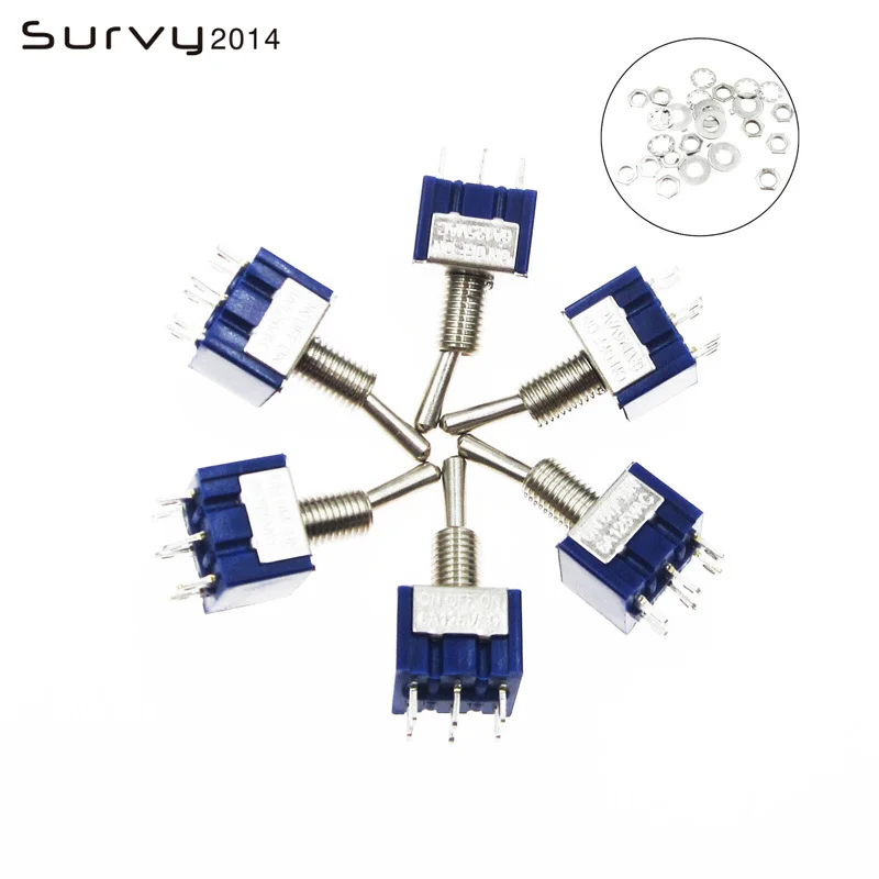 6pcs Toggle Switch Mini Switches 3 Position Latching Switch SPDT ON-OFF -ON DPDT 6A 125V
6pcs Toggle Switch Mini Switches 3 Position Latching Switch SPDT ON-OFF -ON DPDT 6A 125V