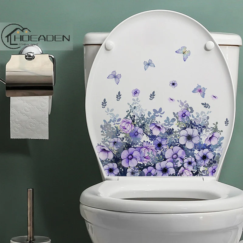 

Purple Vine Flowers Wall Sticker Bathroom Toilet Decor Living Room Cabinet Home Decoration Decals Beautify Self Adhesive Mural