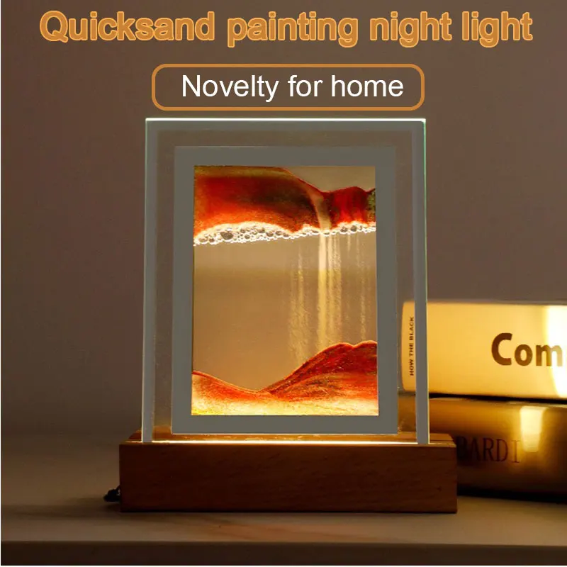 

LED Night Light USB Quicksand Painting Decorative Light Bedside Ambient Sand Painting Table Lamp Romantic Valentine's Day Gift