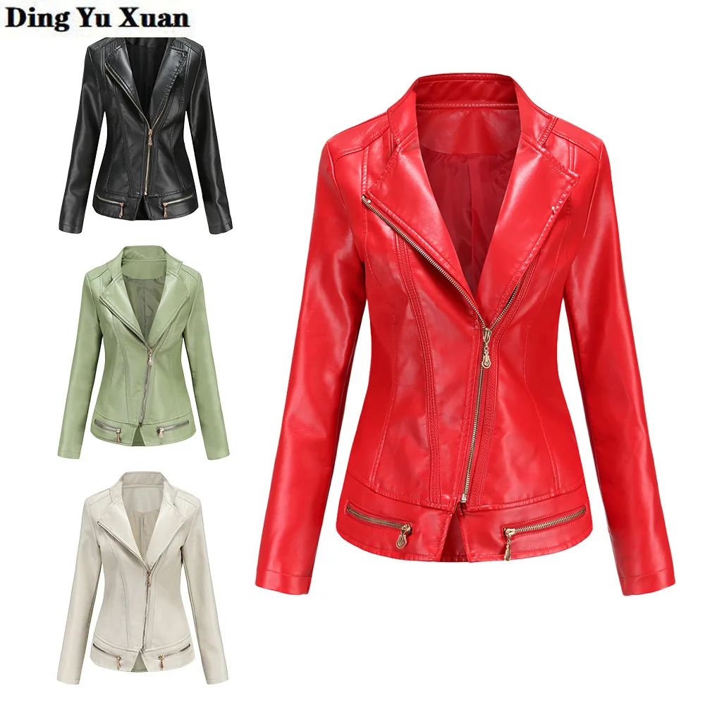 Spring Autumn Women's Pu Faux Leather Jacket Women Red Beige Green Zipper Slim Short Biker Jackets Coat Female Black Outwear
Spring Autumn Women's Pu Faux Leather Jacket Women Red Beige Green Zipper Slim Short Biker Jackets Coat Female Black Outwear