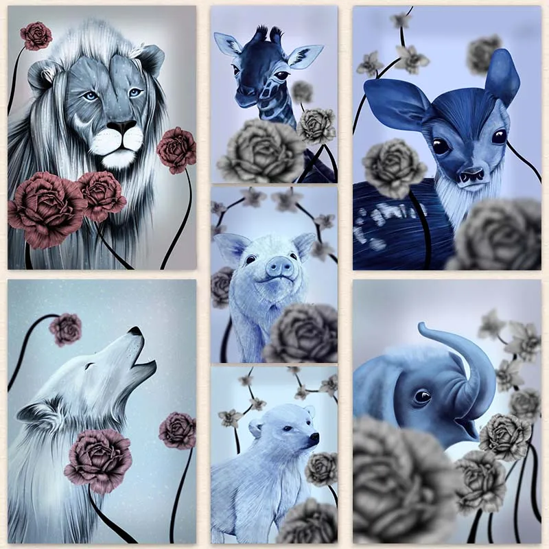 Vintage Lion Pig Dog Rose Flower Canvas Painting Animal Posters Prints Wall Art Picture for Living Room Home Decor No Frame
Vintage Lion Pig Dog Rose Flower Canvas Painting Animal Posters Prints Wall Art Picture for Living Room Home Decor No Frame