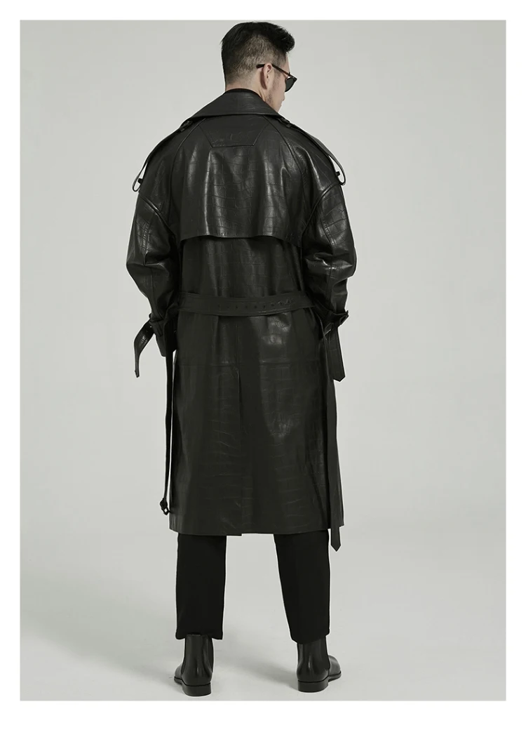 Spring Autumn Long Black Crocodile Print Pu Leather Trench Coat Men Belt Double Breaste Runway European Fashion 12 Mallzona S6ac795f50b364141a4f9905e198b0bbco Spring Autumn Long Black Crocodile Print Pu Leather Trench Coat Men Belt Double Breaste Runway European Fashion Mallzona