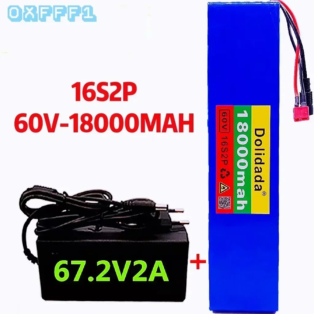 16S2P 60V 18Ah 18650 Li-ion Battery Pack 67.2V 18000mAh Ebike Electric Bike Scooter with BMS 1000 Watts Plug + Charger
16S2P 60V 18Ah 18650 Li-ion Battery Pack 67.2V 18000mAh Ebike Electric Bike Scooter with BMS 1000 Watts Plug + Charger