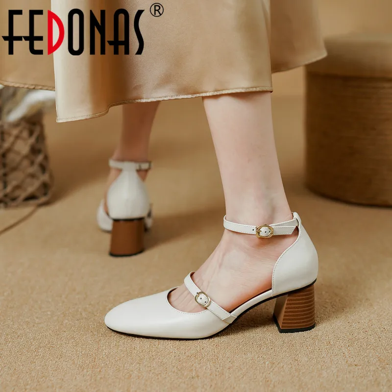FEDONAS Vintage Women Pumps Thick High Heels Ankle Strap Sandals Spring Summer Genuine Leather Quality Office Lady Shoes Woman
FEDONAS Vintage Women Pumps Thick High Heels Ankle Strap Sandals Spring Summer Genuine Leather Quality Office Lady Shoes Woman