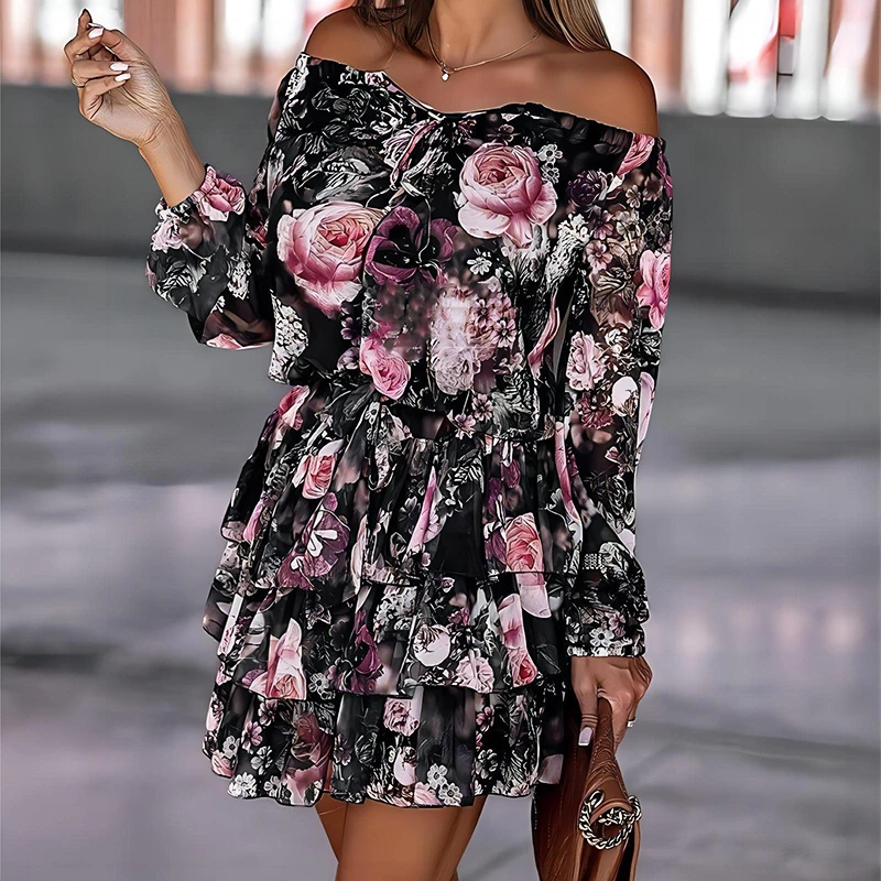 Print Dress for Women 2023 New Fashion Vintage Slash Neck Long Sleeve Ruffle Mini Dress Chic Elegant Lace-up Y2k Dress
Print Dress for Women 2023 New Fashion Vintage Slash Neck Long Sleeve Ruffle Mini Dress Chic Elegant Lace-up Y2k Dress