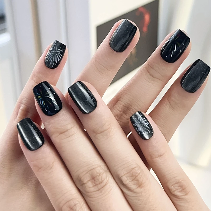 30pcs/box Short Square Round Nails Black Cat Eye Firework Design Gothic Removable Wearable Nails Press On Fake Nails Nail Art
30pcs/box Short Square Round Nails Black Cat Eye Firework Design Gothic Removable Wearable Nails Press On Fake Nails Nail Art