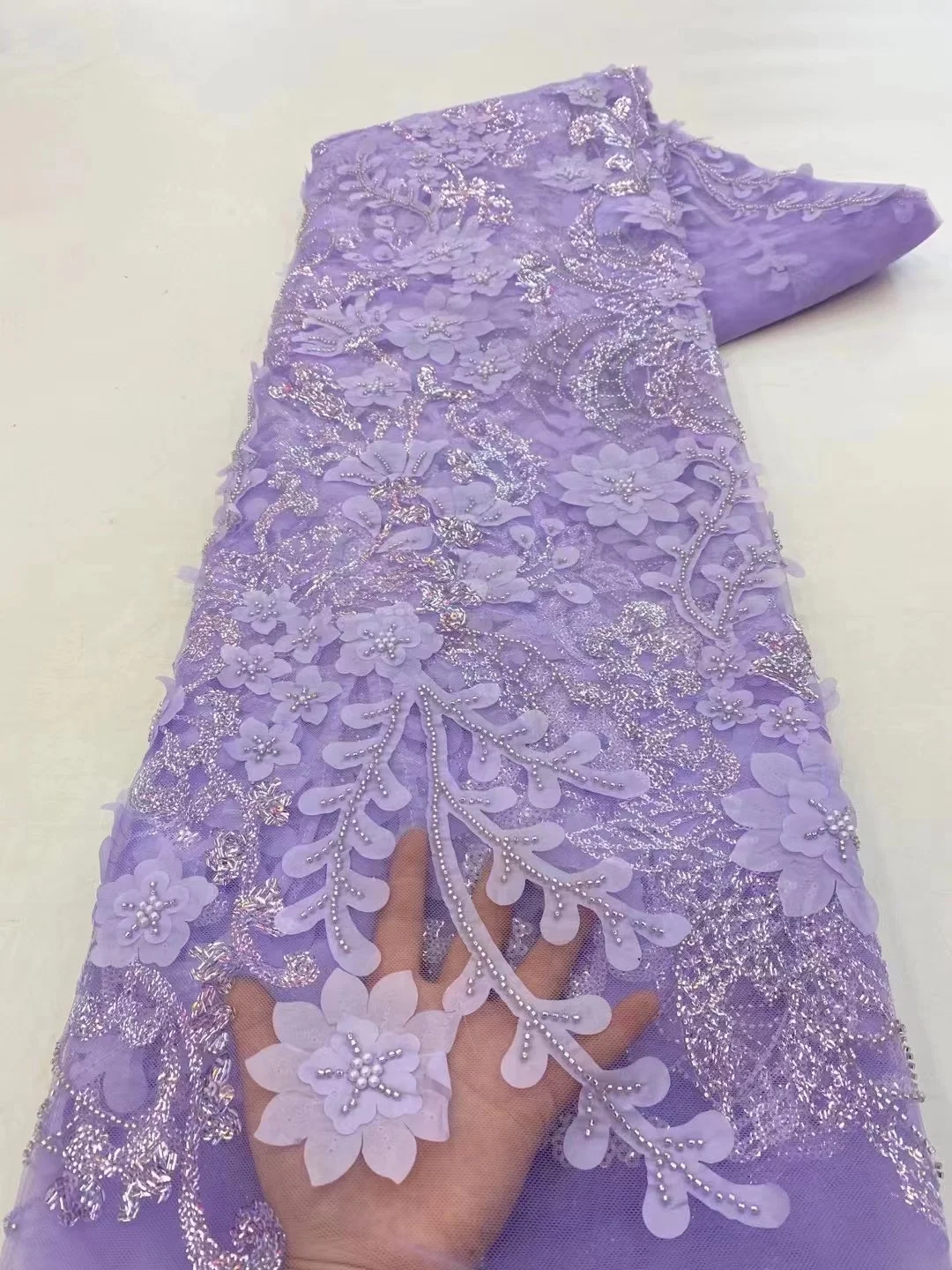 African 3D Flowers Lace Fabric With Beads Embroidered 5 Yards 2024 High Quality French Nigerian Sequins Lace Fabric For Wedding
African 3D Flowers Lace Fabric With Beads Embroidered 5 Yards 2024 High Quality French Nigerian Sequins Lace Fabric For Wedding