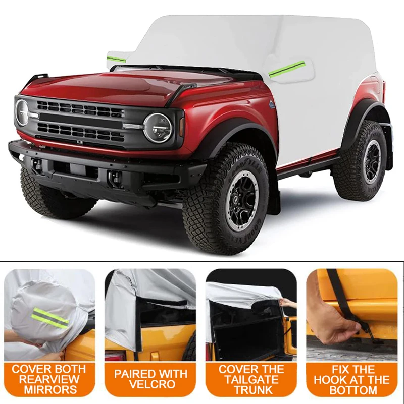 Чехол на половину автомобиля для Ford Bronco 2, защита от УФ-лучей, снега, пыли, дождя, солнца
Чехол на половину автомобиля для Ford Bronco 2, защита от УФ-лучей, снега, пыли, дождя, солнца