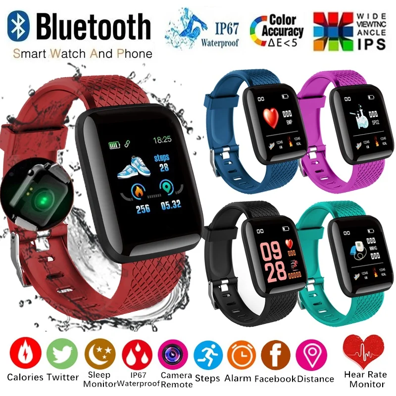 116 Plus Smart Watch Bluetooth Waterproof Sport Heart Rate Monitor Blood Pressure Watches Men Women Wristwatch for Xiaomi Phone
116 Plus Smart Watch Bluetooth Waterproof Sport Heart Rate Monitor Blood Pressure Watches Men Women Wristwatch for Xiaomi Phone
