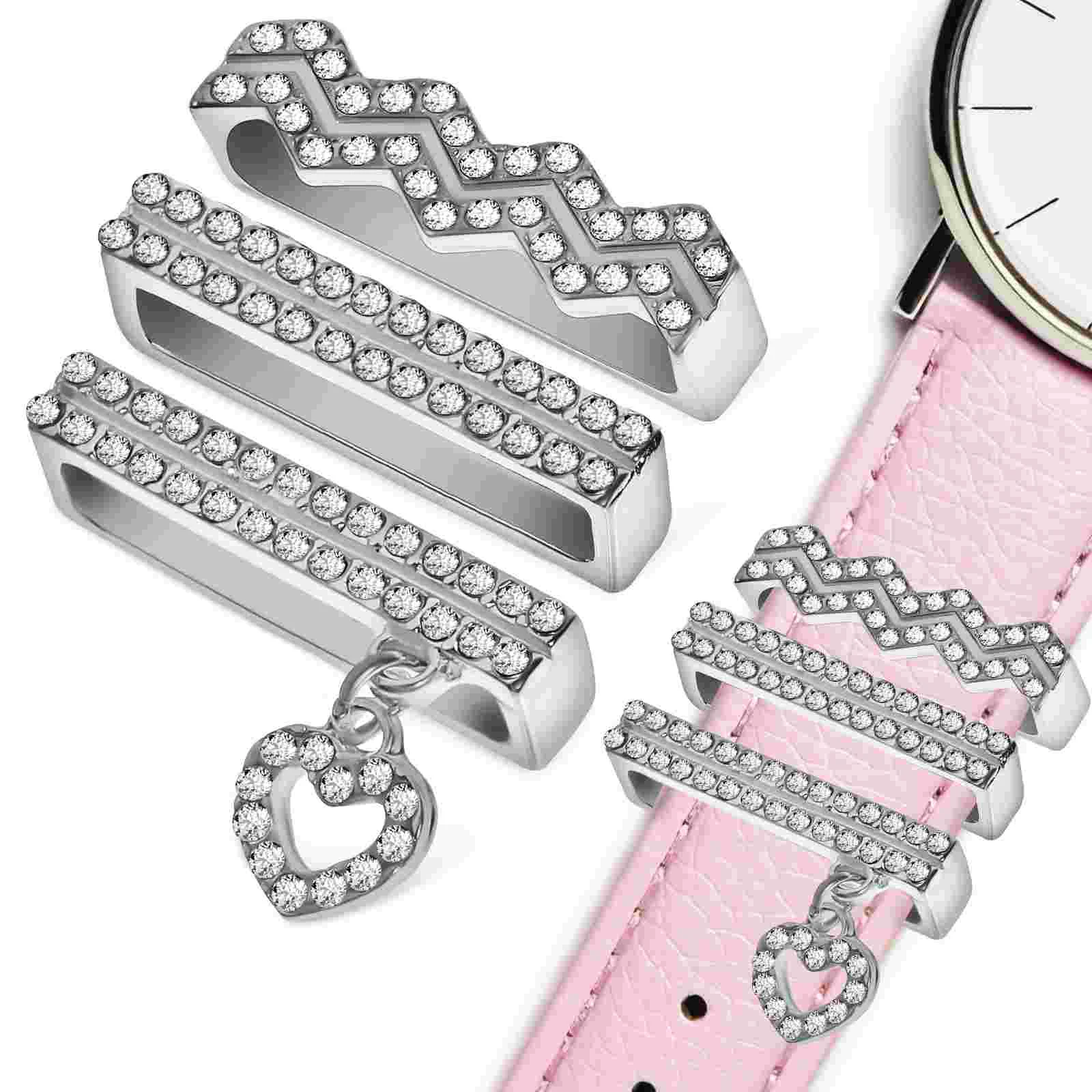 

3 Pcs Love Pendant Strap Ring Watch Decorations Bling Charms Band Zinc Alloy Watchband For Women Miss