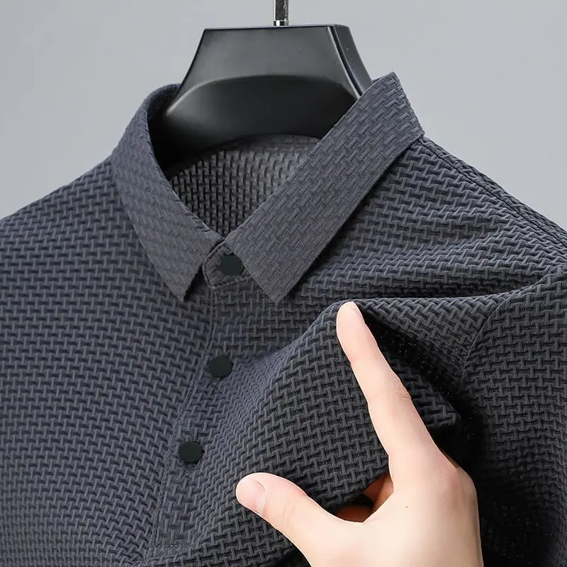 2024 Summer High-end Mesh Ice Silk Short Sleeve T Shirt Men Lapel Solid Color Button Golf Polo Shirt Half-sleeved Men Clothing
2024 Summer High-end Mesh Ice Silk Short Sleeve T Shirt Men Lapel Solid Color Button Golf Polo Shirt Half-sleeved Men Clothing
