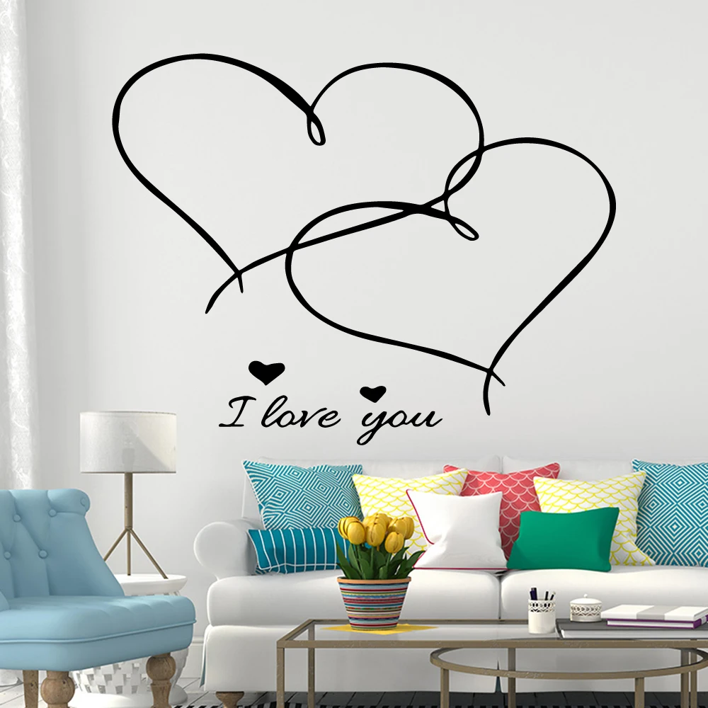 

1 pc nice romantic quotes I love you Wall Sticker Pvc Removable For Bedroom Decoration Home Party Decor Wallpaper