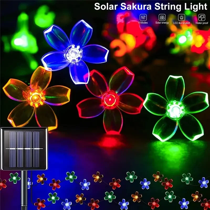 200/100/50/30/20LED Outdoor Courtyard Solar Fairy Lights Cherry Blossoms Solar String Lights Christmas Decorative Lighting Lamp 200/100/50/30/20LED Outdoor Courtyard Solar Fairy Lights Cherry Blossoms Solar String Lights Christmas Decorative Lighting Lamp