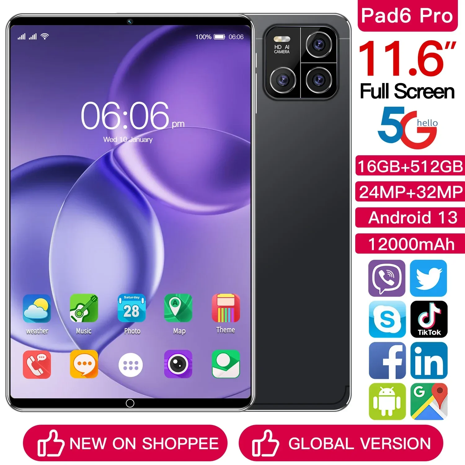 2024 New Original Tablet PC Mi Pad 6 Pro 16G+1TB Android13 Tablets 11.6inch 12000mAh Global Version 5G Dual SIM Card WIFI GPS
2024 New Original Tablet PC Mi Pad 6 Pro 16G+1TB Android13 Tablets 11.6inch 12000mAh Global Version 5G Dual SIM Card WIFI GPS