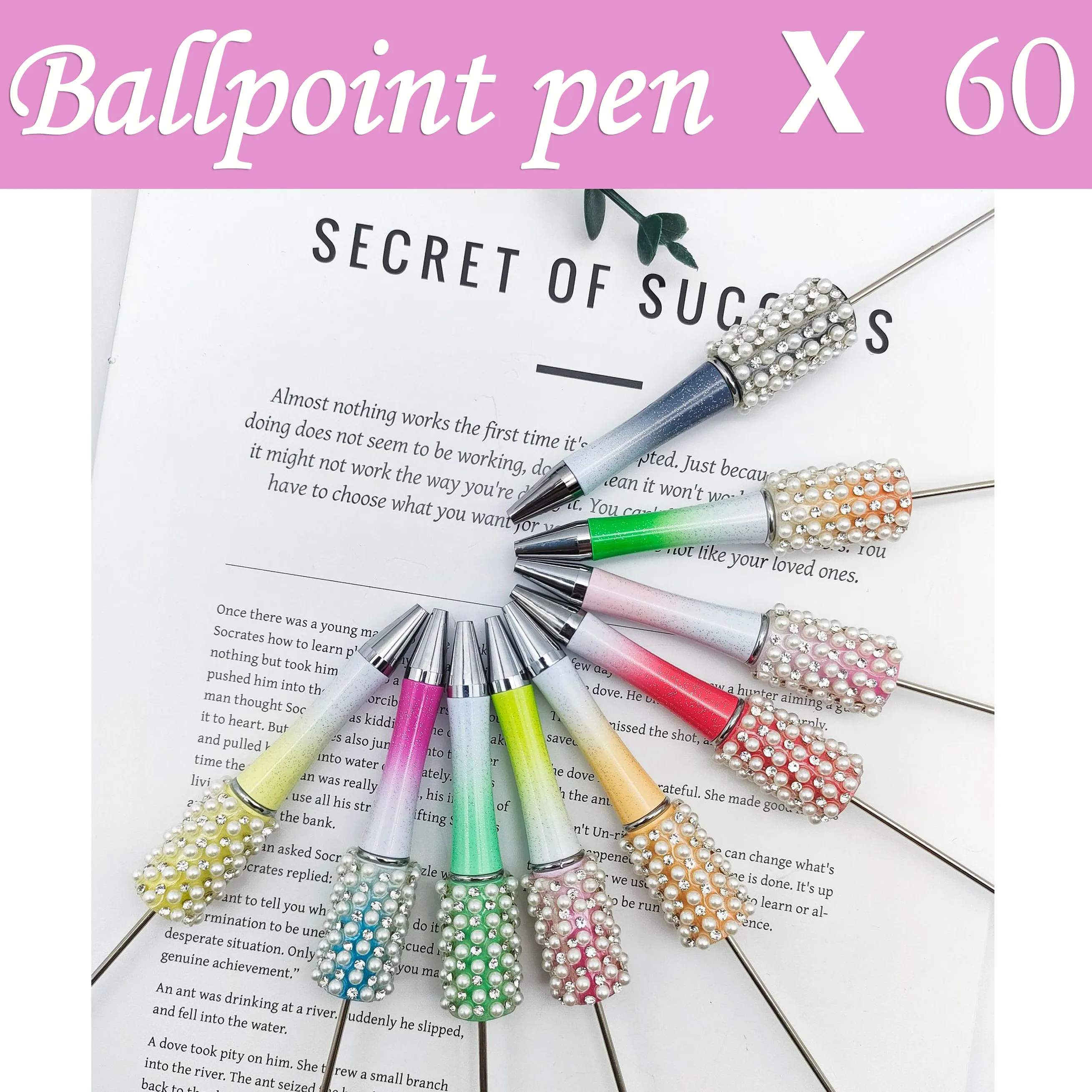 

60Pcs Wholesale Diamond Ballpoint Pens Gift Pens Creative Diamond Ballpoint Pens School Office Supplies Brithday Gift
