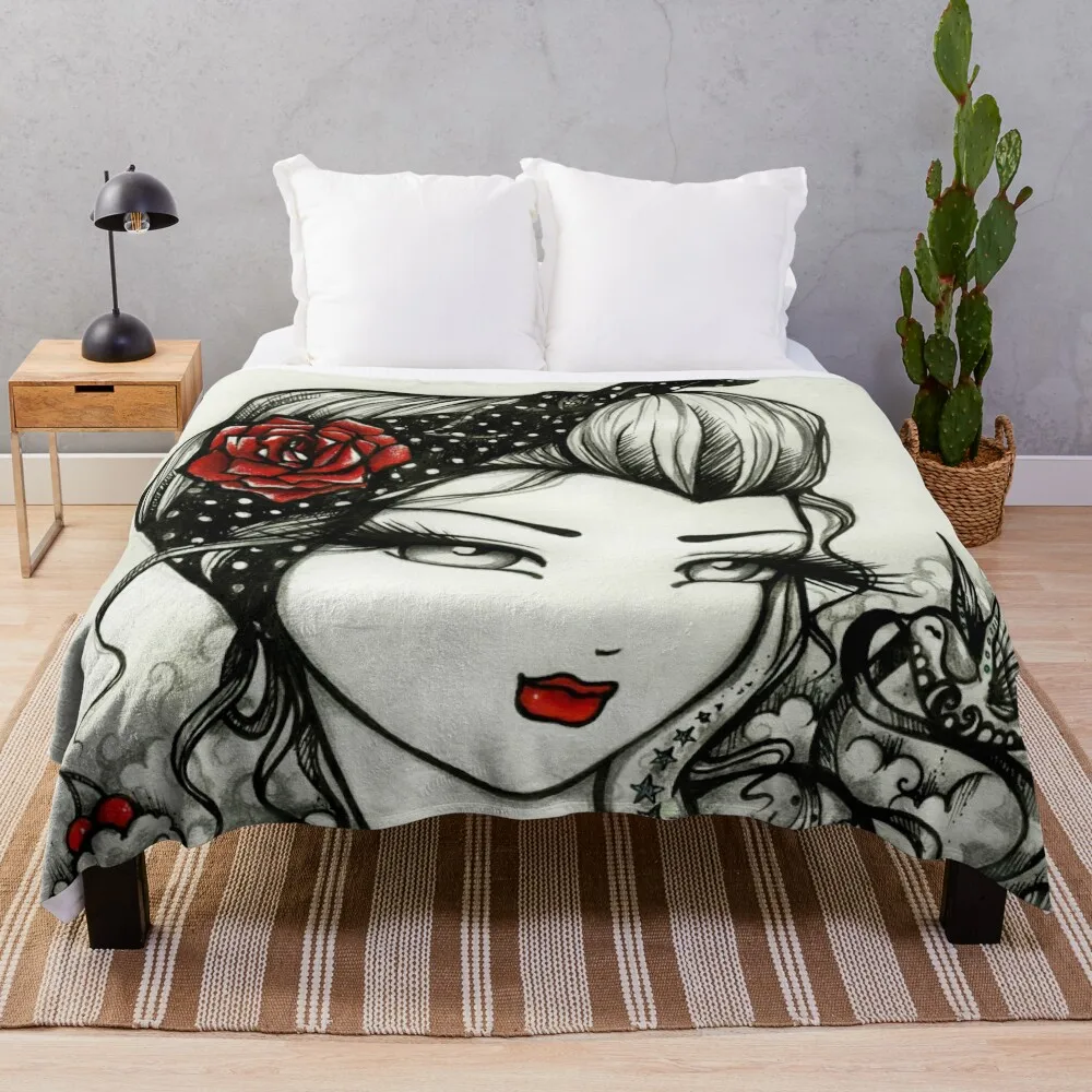 Tattooed Pin-up Girl Greyscale with a Pop of Color Fantasy Art Throw Blanket Custom Weighted Blankets
Tattooed Pin-up Girl Greyscale with a Pop of Color Fantasy Art Throw Blanket Custom Weighted Blankets