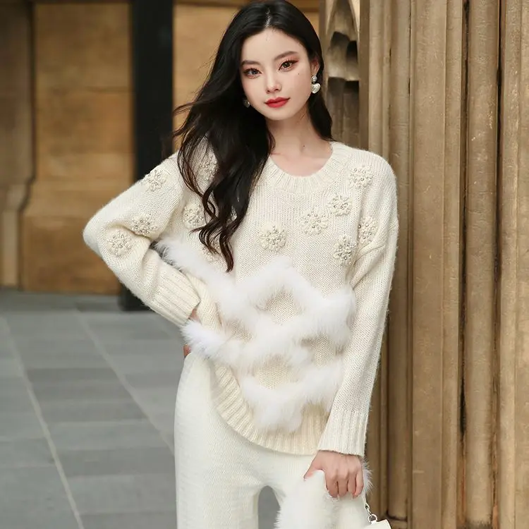 Women Fashion Real Fox Fur Knitted Sweater Real Fur Loose Autumn Spring Sweet Beading Pullover Coat For Ladies
Women Fashion Real Fox Fur Knitted Sweater Real Fur Loose Autumn Spring Sweet Beading Pullover Coat For Ladies