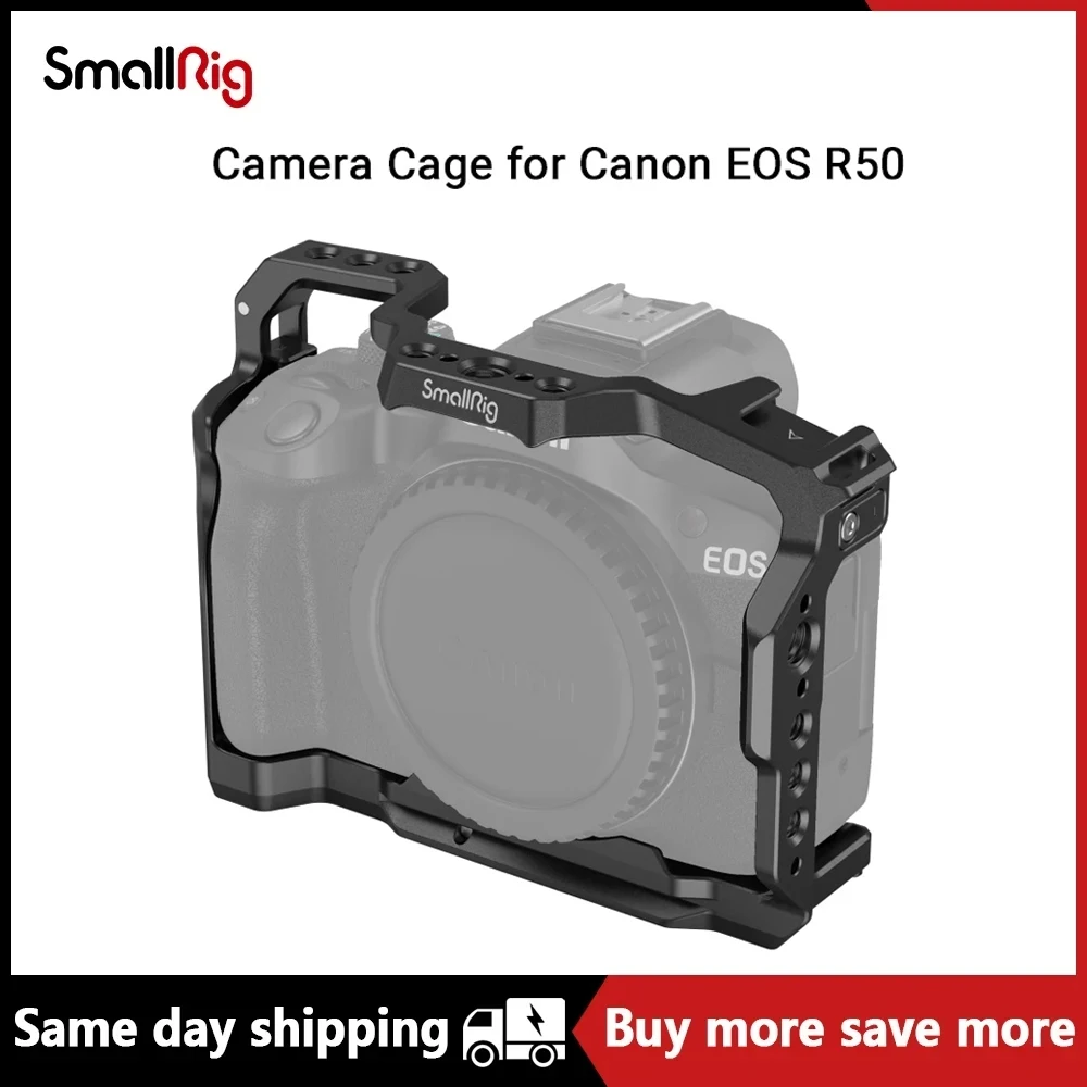 

SmallRig Cage for Canon EOS R50 All-in-one Cage with 1/4"-20 Hole, ARRI 3/8"-16 Locating Hole, Cold Shoe Mount, NATO Rail 4214