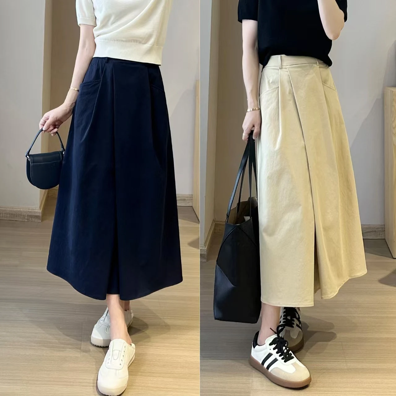 Big Size Summer A-Line Skirt for Women with Pockets