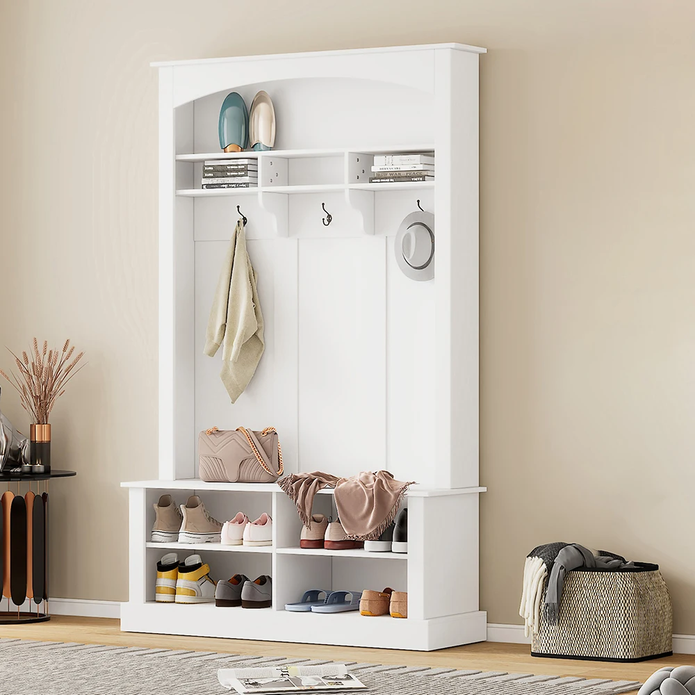 KOMHTOM Bench and shoe shelf wardrobe set S6ae76b1444f24a2e87ca56215564e016R