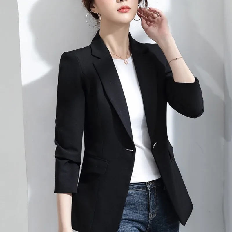 #5204 Spring Autumn Blazer Women Single Buttons Slim Office Blazer Jacket Regular Fit Solid Color Outerwear Blazer Woman Elegant
#5204 Spring Autumn Blazer Women Single Buttons Slim Office Blazer Jacket Regular Fit Solid Color Outerwear Blazer Woman Elegant