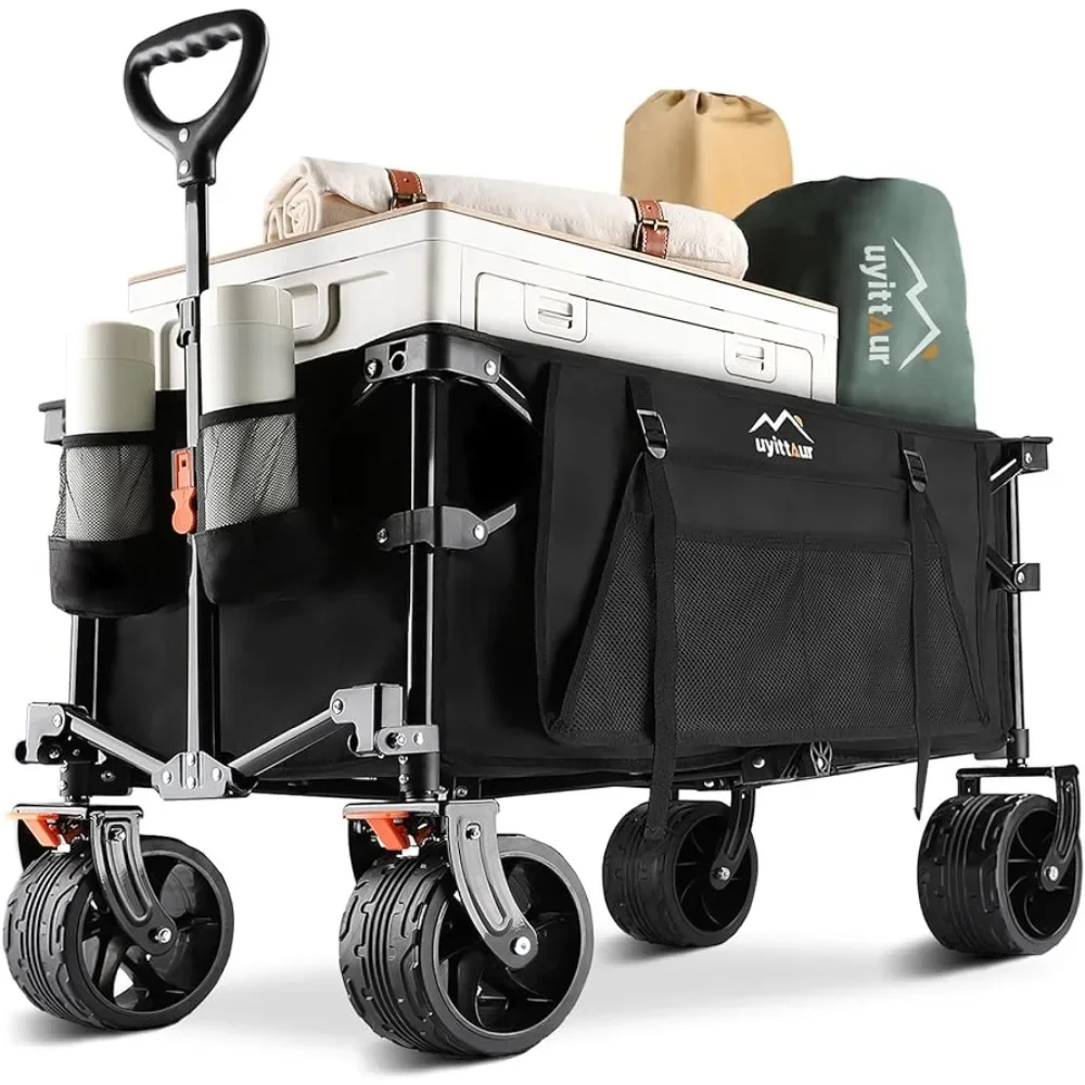 

Beach Handcart Folding Cart Wagon Black Hand Truck Collapsible Folding Wagon Cart Heavy Duty Foldable Camping Carts Trolley Tool