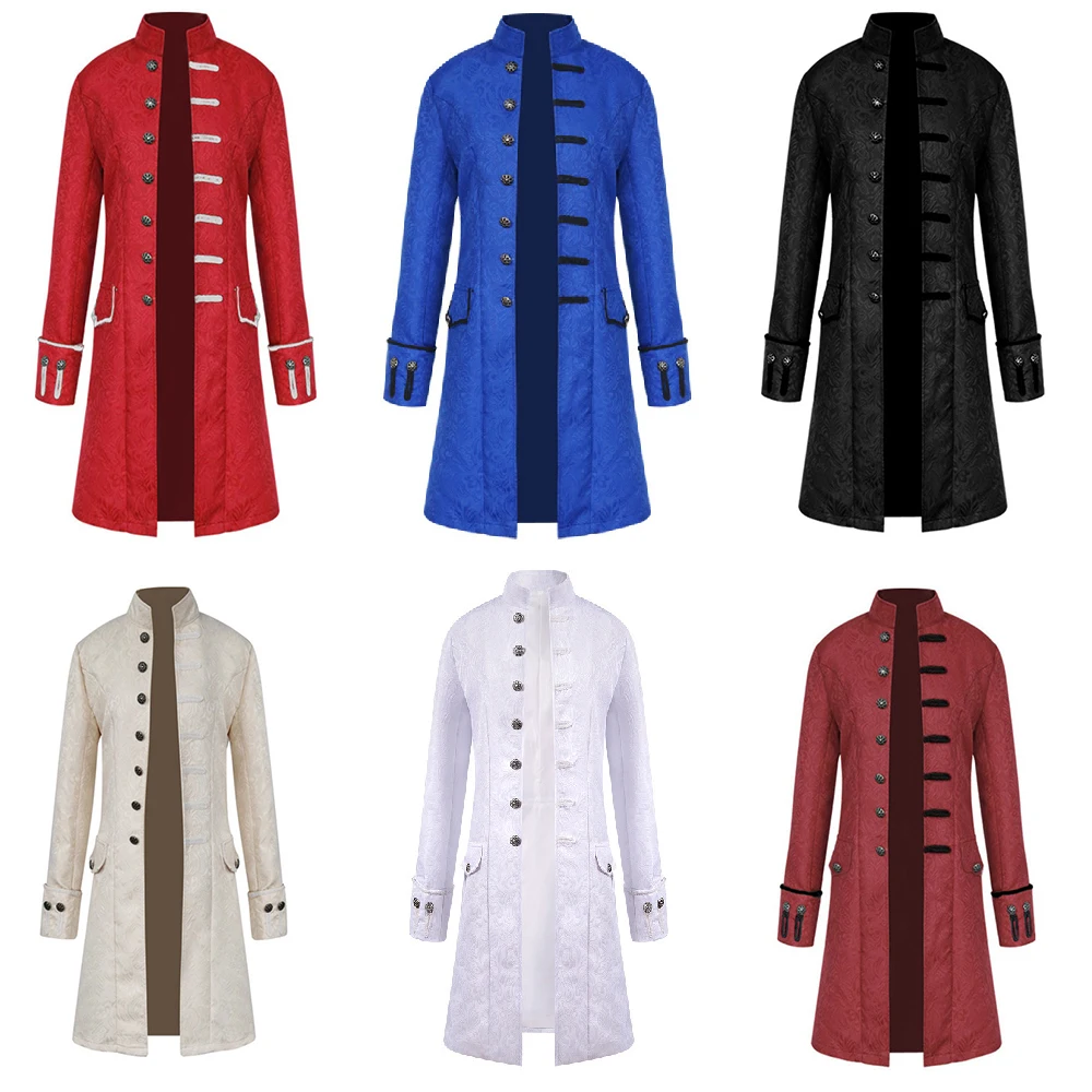 

Men's Steampunk Renaissance Tuxedo Jacket Medieval Retro Gothic Jacquard Coat Halloween Costume Victorian Court Uniform
