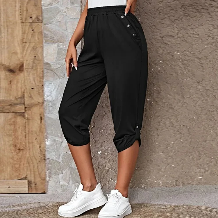 Women's Elastic Waist Crop Sweatpants Loose Fit Casual Summer Capris with Pockets Roll-Up Bottoms S-3XL 30 S6aeb26220c6d4c10bd18055a33f38e799