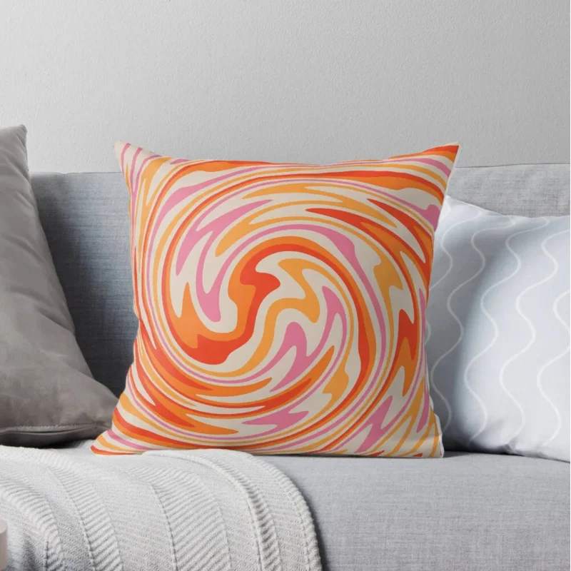 

70s Retro Swirl Color Abstract Throw Marble Cushion Cushions Home Decor Sofa Pillow Cusions Cover