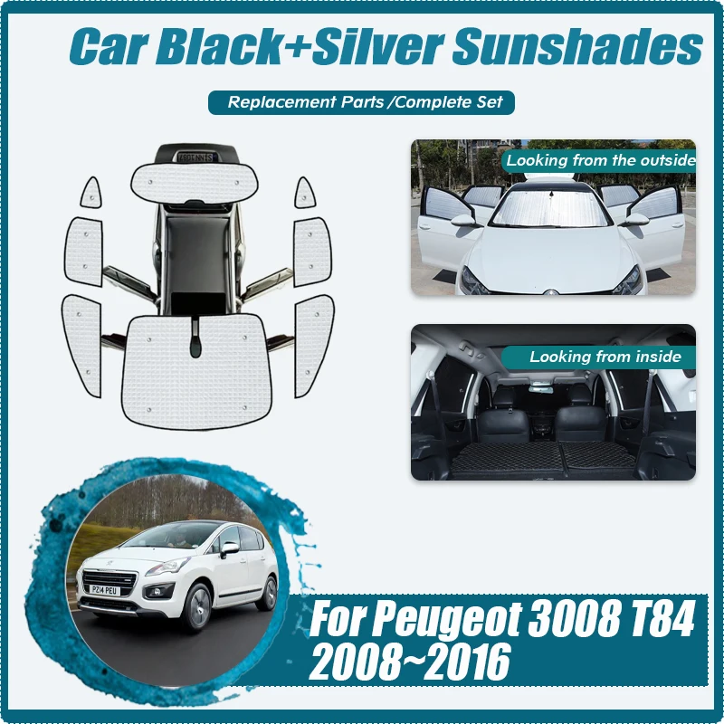 

Car Sunshade Covers For Peugeot 3008 T84 2008~2016 Black Silver Sunscreen Window Shade Sun Coverage Visors Pads Auto Accessories