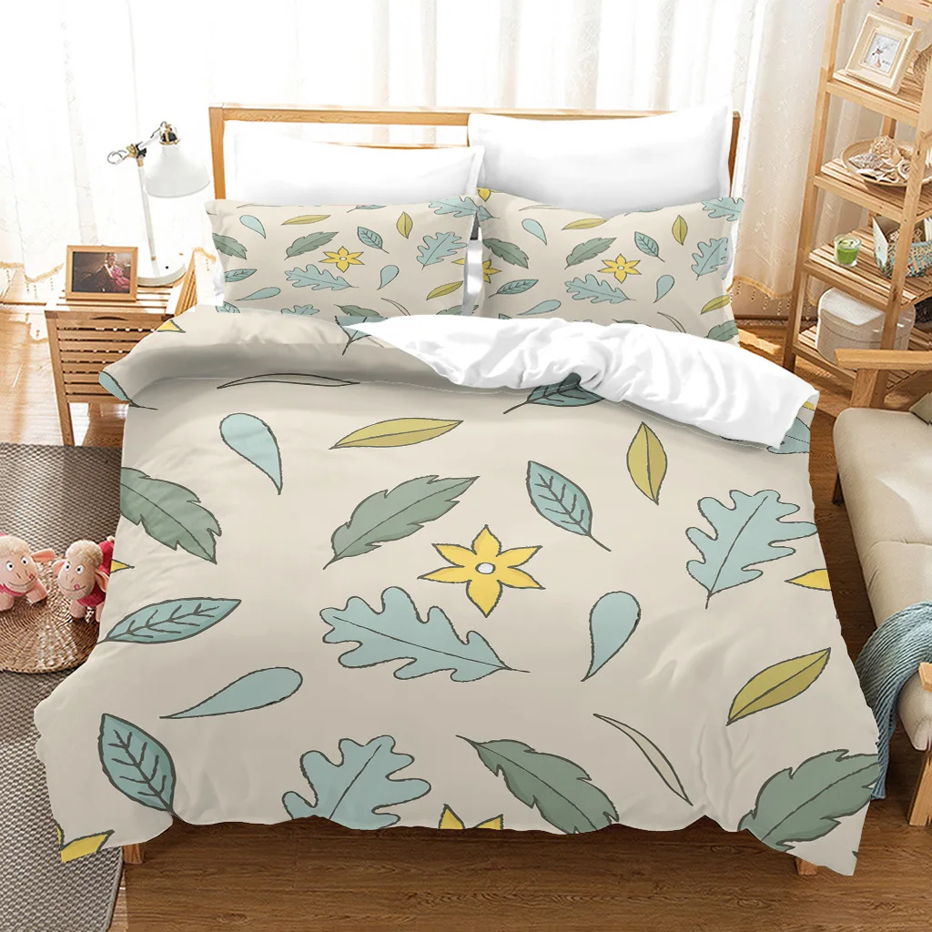Cartoon Leaf Duvet Cover Set King/Queen Size Cute Little Fresh Simple Strokes Style Leaves Polyester Bedding Set for Kids Girls
Cartoon Leaf Duvet Cover Set King/Queen Size Cute Little Fresh Simple Strokes Style Leaves Polyester Bedding Set for Kids Girls