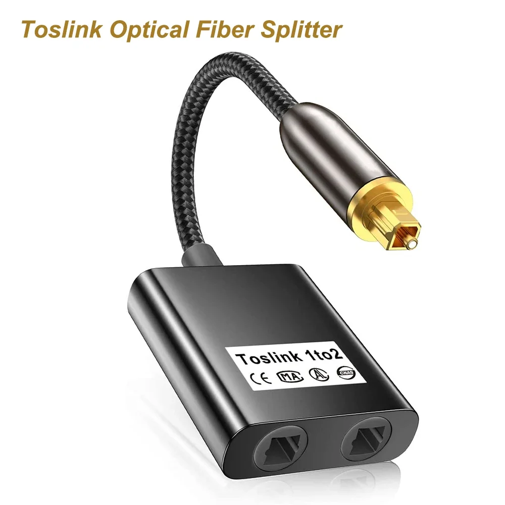 

1 Male Input to 2 Female Output SPDIF Optical Toslink Optical Fiber Audio Fiber Splitter For HDTV DVD Player PS4 Headphone