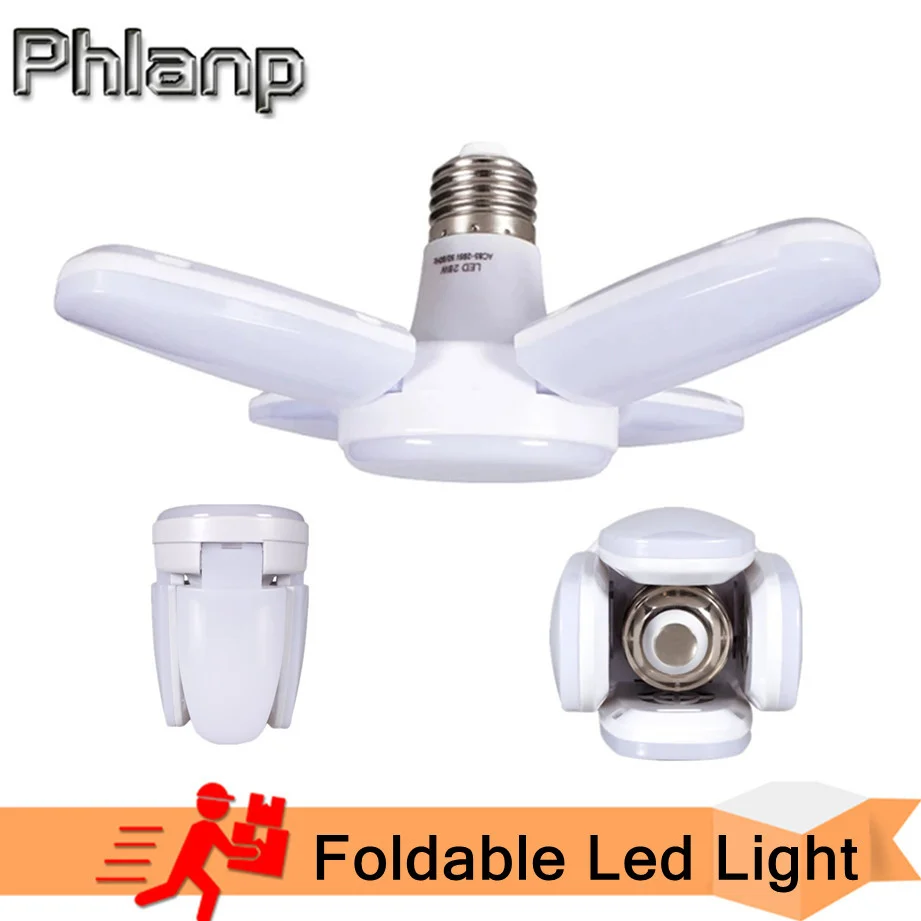 

E27 LED Bulb Fan Blade Timing Lamp AC85-265V 28W Foldable Led Light Bulb Lampada For Home Ceiling Light Small Garage Light