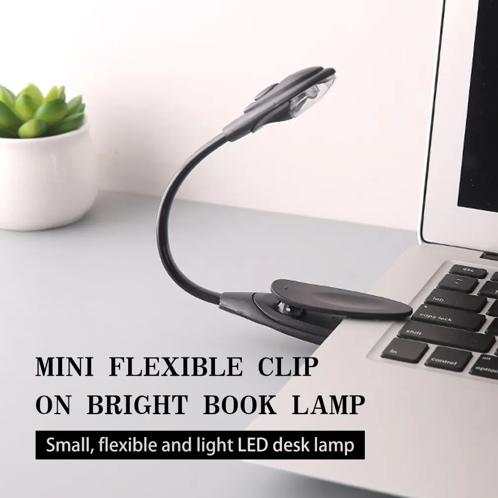 

New Mini Flexible Clip-On Bright Book Light Laptop White LED Book Reading Light Lamp Compact Portable Student Dormitory Lights