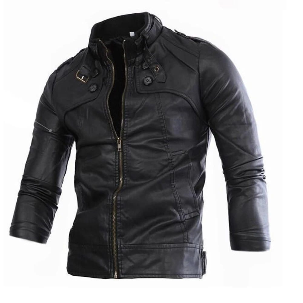 PU Leather Men Coats Sports Biker Stand Collar Coats Warm Faux Leather Windproof Jacket Winter Jackets Leisure
PU Leather Men Coats Sports Biker Stand Collar Coats Warm Faux Leather Windproof Jacket Winter Jackets Leisure