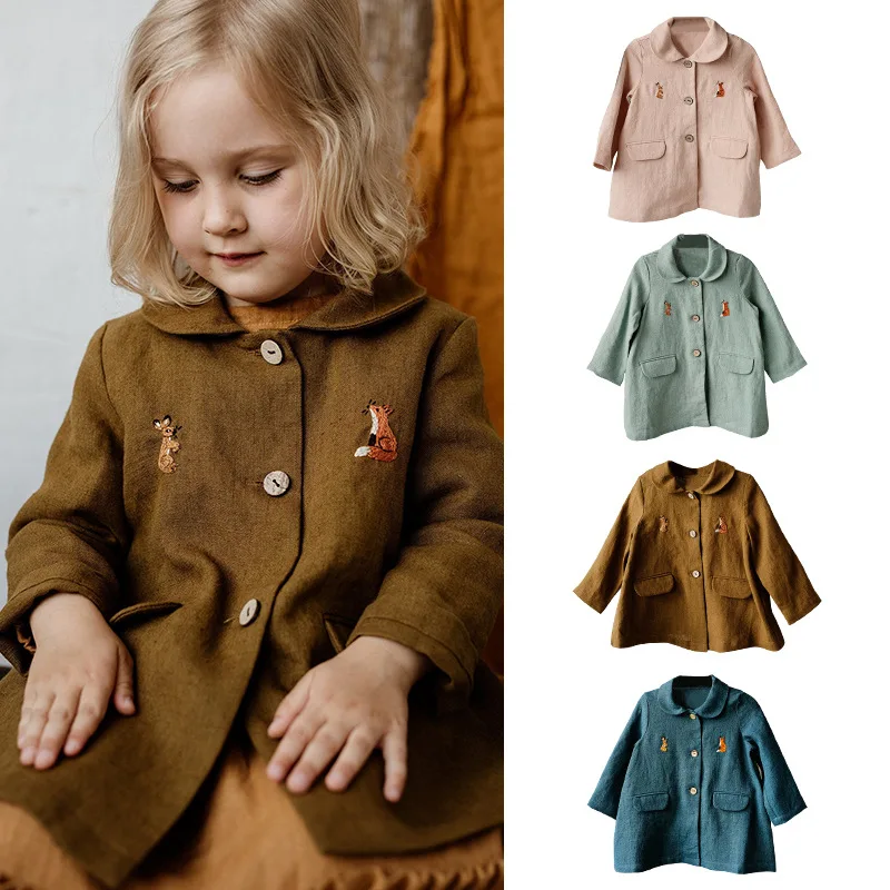 

Jenny&Dave 2024 Spring and Autumn Season New Handmade Embroidered Windbreaker for Infants and Young Children Cotton and Hemp Sof