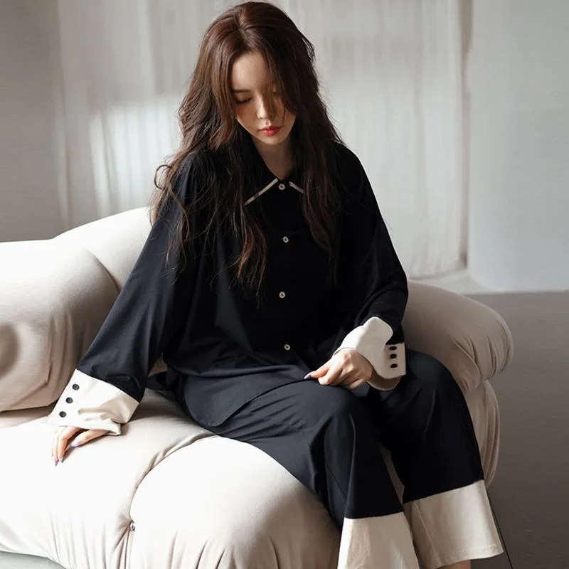 Women's Pajamas Set Spring and Autumn Korean Fashion Sweet and Lovely Loose Cardigan Long-sleeved Long Pants Two-piece Sleepwear
Women's Pajamas Set Spring and Autumn Korean Fashion Sweet and Lovely Loose Cardigan Long-sleeved Long Pants Two-piece Sleepwear
