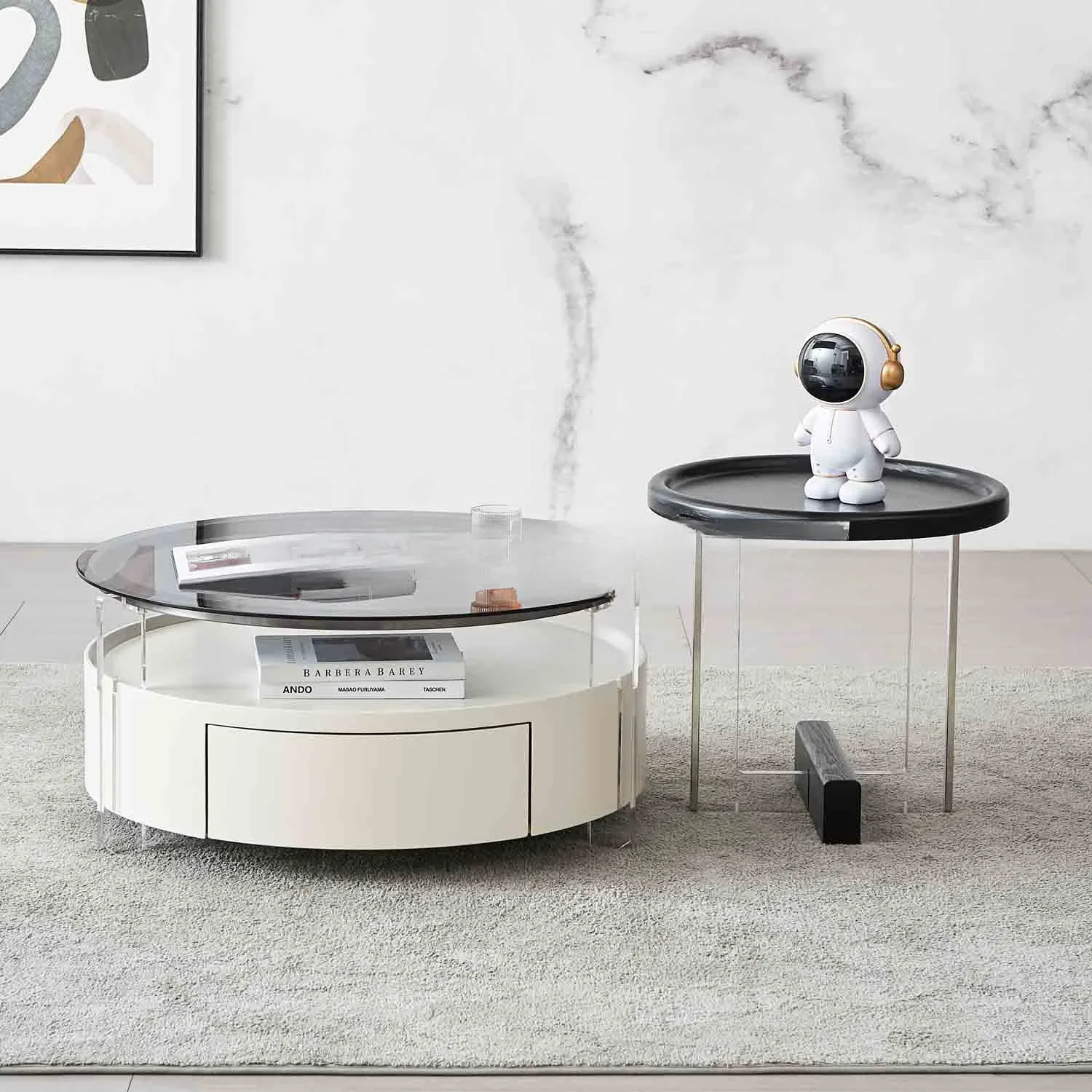 Роскошный кремообразный стеклянный чайный столик, акриловый креативный Круглый Чайный Столик для маленькой квартиры, итальянский Минимализм
Роскошный кремообразный стеклянный чайный столик, акриловый креативный Круглый Чайный Столик для маленькой квартиры, итальянский Минимализм