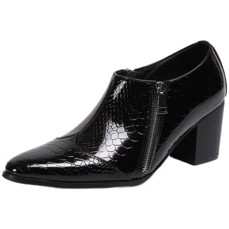 Fashion Design New Personality 8cm High Heel Pointed Zipper Comfortable Breathable Trendy Men's Leather Shoes Brand Design
Fashion Design New Personality 8cm High Heel Pointed Zipper Comfortable Breathable Trendy Men's Leather Shoes Brand Design