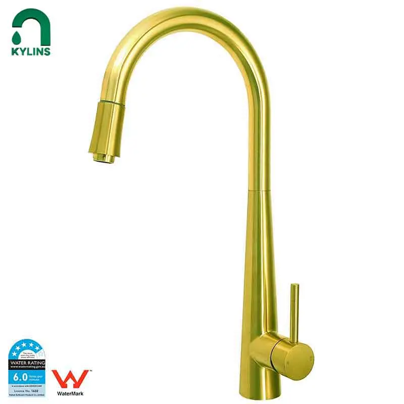 

KYLINS Pull Out Kitchen Faucet Metal Faucets Brushed Gold Gourmet Kitchen Tub Water Mixer Tap Tapware Kitchens Accessorie