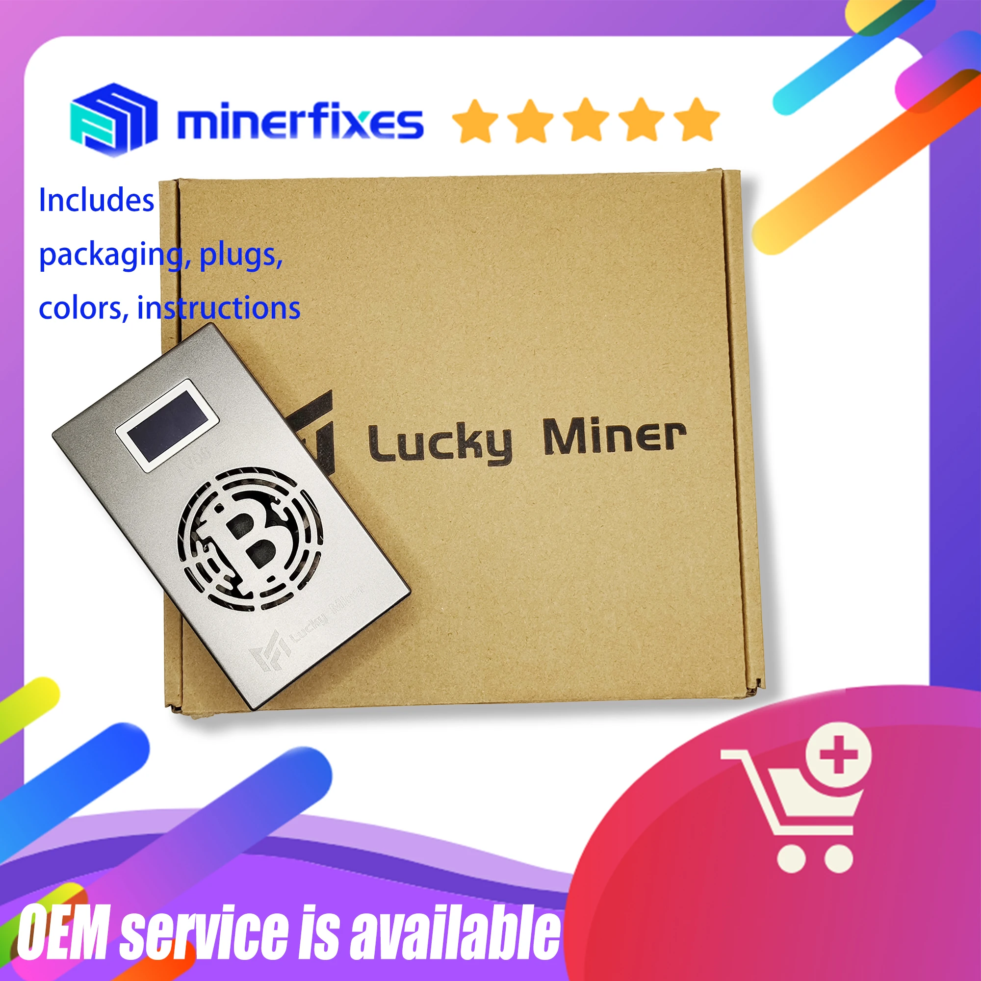 Lucky Miner LV06 v6 Solo Bitcoin OEM Mining with WiFi 504GH/S SHA256 Lottery BTC Miner - Custom LOGO, Color Packaging Available
Lucky Miner LV06 v6 Solo Bitcoin OEM Mining with WiFi 504GH/S SHA256 Lottery BTC Miner - Custom LOGO, Color Packaging Available
