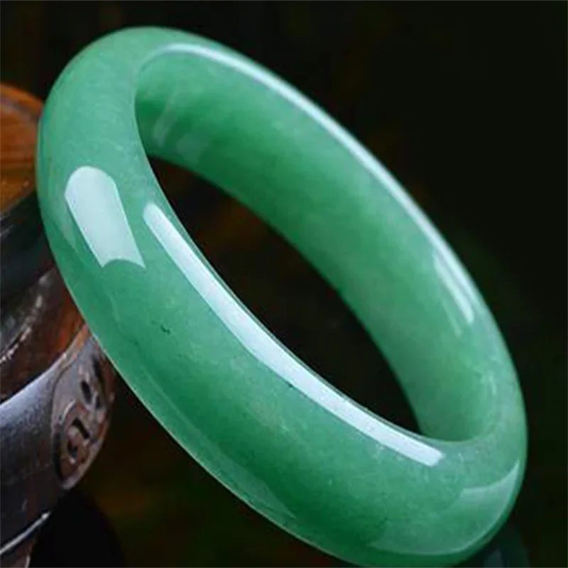 

Hot selling natural hand-carve Full green Ice seed - jade Bangle54-66mm Bracele fashion Men Women Luck Gifts Amulet for