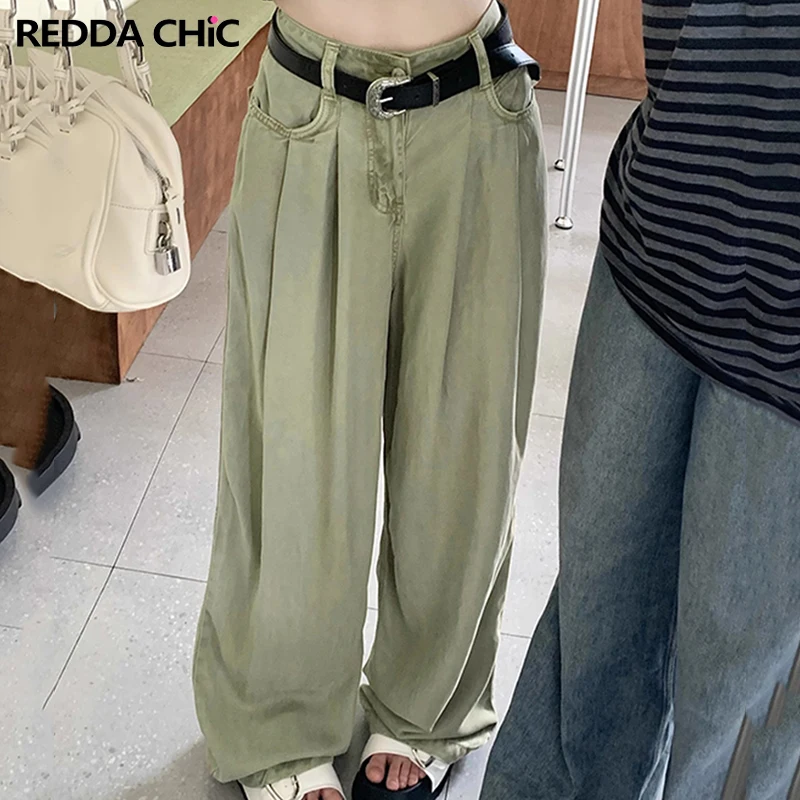 ReddaChic Basic Solid Green Women Baggy Jeans Pleats High Rise 90s Retro Oversize Pants Loose Wide Leg Trousers Female Bottoms
ReddaChic Basic Solid Green Women Baggy Jeans Pleats High Rise 90s Retro Oversize Pants Loose Wide Leg Trousers Female Bottoms