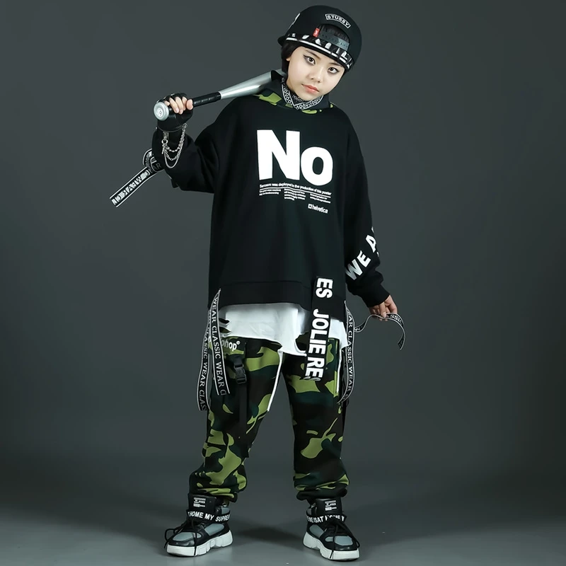 Boys Hip Hop Clothing Suit Kids Black Letter Print Hooded Sweatshirt Camo Pants 2pcs Kpop Costume Teens Performance Outfits
Boys Hip Hop Clothing Suit Kids Black Letter Print Hooded Sweatshirt Camo Pants 2pcs Kpop Costume Teens Performance Outfits