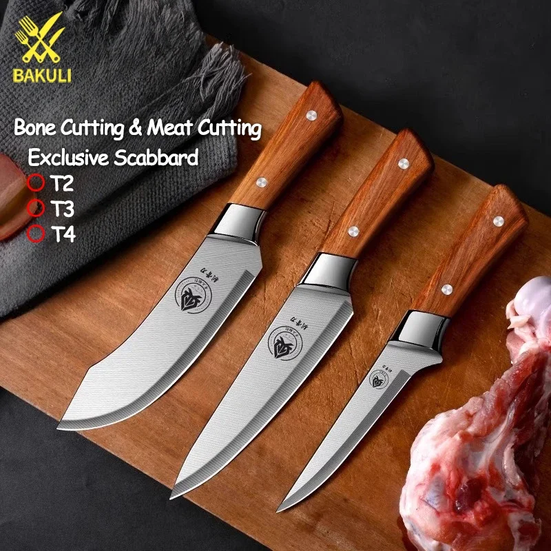 BAKULI Sharp meat cleaver with exclusive sheath, sharp bone razor, three forms to choose from, versatile knife
BAKULI Sharp meat cleaver with exclusive sheath, sharp bone razor, three forms to choose from, versatile knife