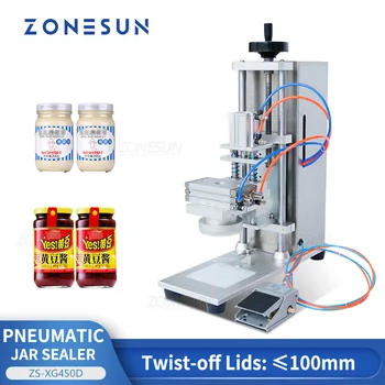 ZONESUN 반자동 캡핑 기계, 공압 데스크탑 캔, 유리 소스 꿀 병, 트위스트 오프 장비